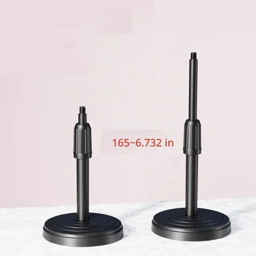 Vista 2 de Soporte de micrófono de escritorio de repuesto de metal con peso ajustable para mesa con conector de tornillo roscado de 1/4 pulgadas para soportes