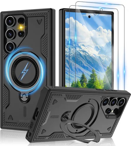 Vista 78 de Gritup fro Funda para Google Pixel 9A, funda protectora magnética de grado militar compatible con Mag-Safe, 2 protectores de pantalla HD, soporte