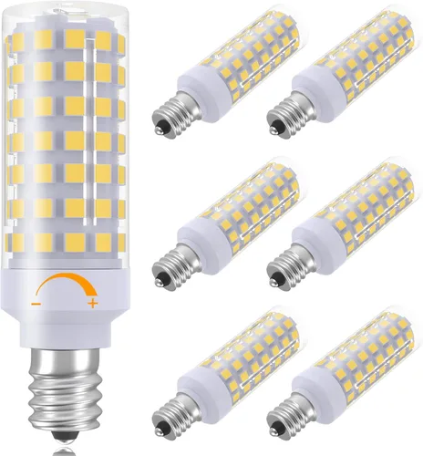 Vista 11 de Bombillas LED E12 regulables, bombilla C7 de 7 W equivalente a bombilla halógena E12 de 60 W, luz blanca diurna 6000 K, base de candelabro T6 E12