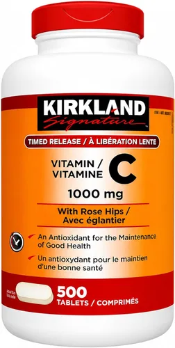 Vista 3 de Kirkland Vitamina C con escaramujos y complejo bioflavonoide cítrico (1000 mg), 3 frascos (500 comprimidos de cuenta)