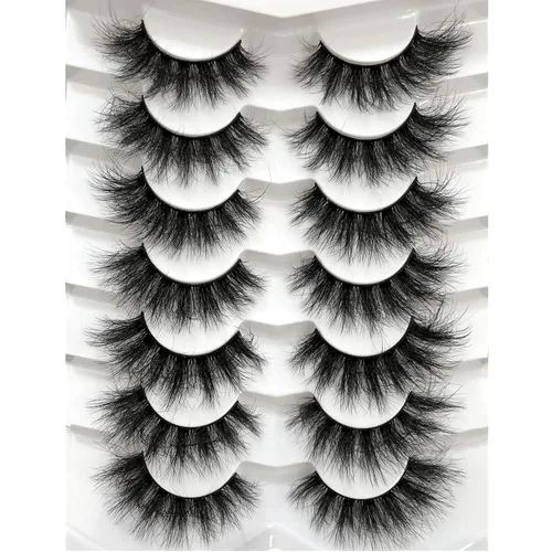Vista 103 de Pooplunch - Pestañas postizas estilo ojo de gato, extensión de volumen 8D natural, finas, cortas, de visón sintético, tiras de pestañas postizas