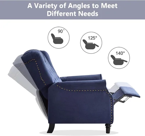 Vista 3 de CANMOV Silla Reclinable de Empuje hacia Atrás, Silla Decorativa, Sillón Reclinable de Mediados de Siglo con Respaldo Alto, Silla Reclinable de Tela
