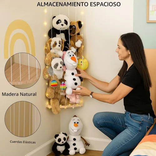 Vista 3 de PUTSKA - Almacenamiento esquinero para animales de peluche, montado en la pared, liso