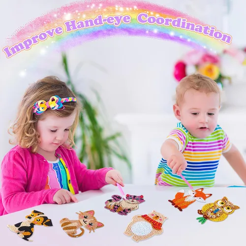 Vista 4 de YiConfety Kits de pintura de diamantes, regalo de arte de diamantes para niños, kits de arte de gemas para cumpleaños de niñas, artes y manualidades