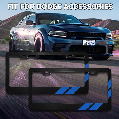 Vista 7 de YOSRTER 2 marcos de matrícula de aluminio para accesorios Dodge, marco de cubierta de matrícula, cubierta de matrícula mate, decoración delantera