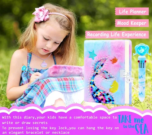 Vista 6 de Diario esponjoso con cerradura para niñas de 6 a 12 años, diario esponjoso para niñas con juego de cerradura, diario secreto de princesa para niñas