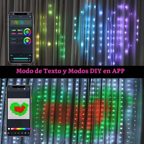Vista 6 de AKEPO Luces LED inteligentes programables para colgar en ventana, IP65 400 RGB LED APP Control DIY texto y patrón de luces de hadas para propuestas