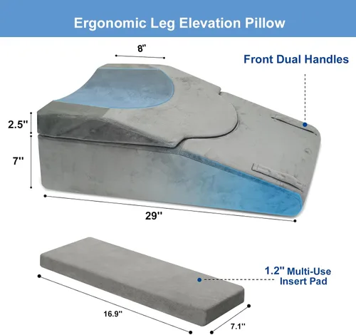 Vista 2 de Almohada extensora de elevación de rodilla para recuperación después de la cirugía, almohada de espuma viscoelástica para piernas para cirugía