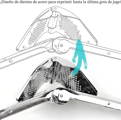 Vista 2 de Exprimidor de limón resistente de acero inoxidable, exprimidor manual de extracción máxima, fácil de apretar, plegable, plano, extractor de jugo