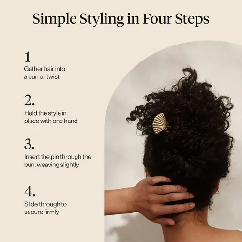 Vista 6 de Kitsch Horquilla francesa para mujer, accesorios para el cabello dorado con Concha de almeja