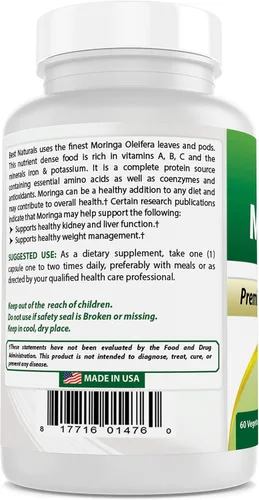 Vista 5 de Best Naturals Moringa Superfood 500 mg 60 Cápsulas Vegetales