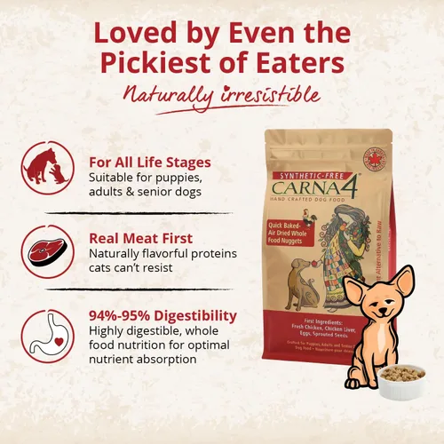 Vista 4 de CARNA4 All Life Stages - Alimento seco para perros con fórmula de pollo (3 libras, pollo)