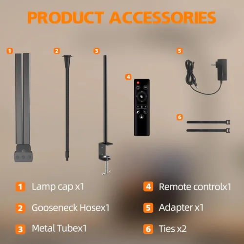 Vista 7 de Lámpara de escritorio para oficina en casa, luz de monitor de pantalla dual de 15 W con abrazadera, luz de computadora de cuello de cisne ajustable