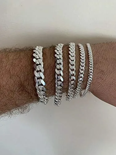 Vista 7 de Harlembling Pulsera de eslabones cubanos Miami de plata de ley 925 0197in 0236in 0315in 0394in 0472in 7 - 9 pulgadas fabricado en Italia para hombre