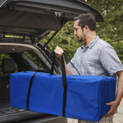 Vista 2 de COOLBEBE Bolsa de lona deportiva Bolsa de equipaje de viaje extra grande con cremallera mejorada, duradera y resistente al agua, Azul Patchwork