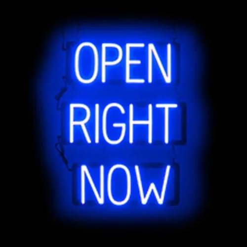 Vista 28 de SpellBrite Letrero LED Neon OPEN para negocios - Azul, 17" x 6