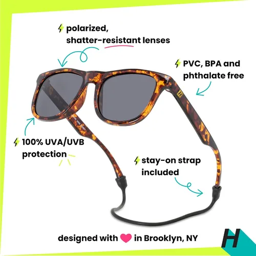 Vista 4 de Hipsterkid Polarized Baby Sunglasses with Strap for InfantToddler Flexible Frame, 100% UV Protection - Wayfarer, Ages 0-2