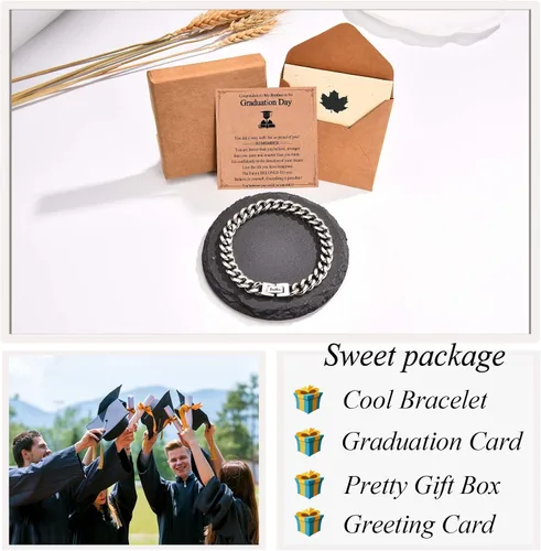 Vista 5 de Regalos para papá, hijo, nieto, tío sobrino, hermano, marido, novio, regalos para hombres y niños, pulsera de eslabones de cadena cubana, regalos