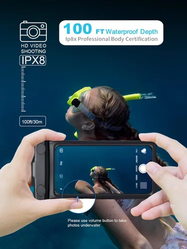 Vista 2 de wellhouse Funda impermeable para teléfono, funda impermeable para iPhone 17 16 15 14 13 Pro Max XS Samsung, IPX8 3D bolsa seca para teléfono celular