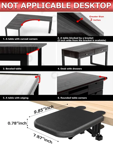 Vista 5 de NODOCA Reposabrazos para escritorio, reposabrazos ergonómico, extensor de escritorio, esponja suave incorporada, cómodo soporte de brazo