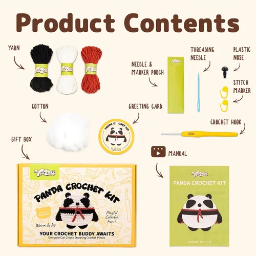 Vista 6 de Yeezhee Kit de ganchillo para principiantes, juego completo de iniciación de animales Amigurumi con tutoriales en video paso a paso, hilo y gancho