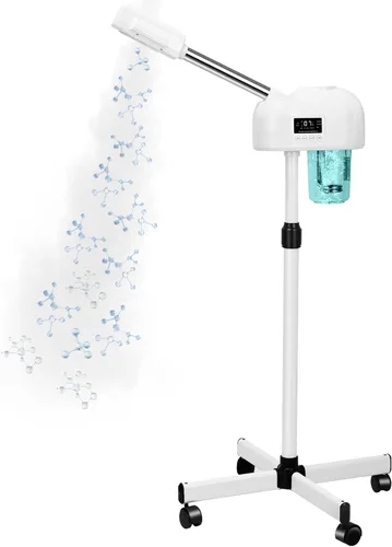 Vista 7 de Vaporizador facial profesional con función de niebla caliente, vaporizador facial de soporte sobre ruedas, altura ajustable y boquilla giratoria