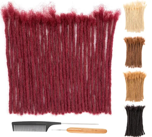 Vista 27 de DAIXI 0.2cm y 0.4cm y 0.6cm y 0.8cm de grosor 4-18 pulgadas 10 hebras extensiones de rastas de cabello humano 100% real para hombres/mujeres