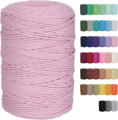 Vista 38 de Cuerda de macramé de algodón de 2 mm, 220 yardas, suministros naturales de macramé de color, cuerda de algodón suave para artesanía, para colgar