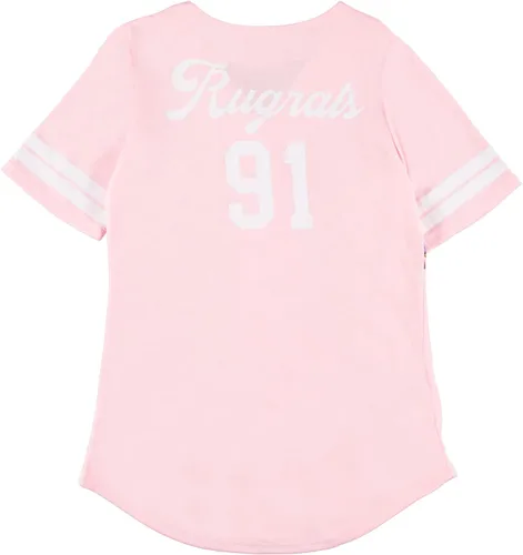 Vista 2 de Nickelodeon Camiseta de moda para mujer de los 90 Rugrats, Angelica y Chuckie Mesh Baseball Jersey