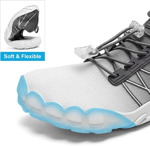 Vista 4 de HIITAVE Zapatos de agua antideslizantes, zapatos acuáticos descalzos, de secado rápido, ligeros con playa, río, piscina, para hombres y mujeres