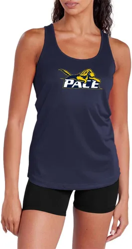 Vista 216 de Camiseta deportiva sin mangas oficial de NCAA Collegiate para mujer, con espalda cruzada, colección con logotipo primario
