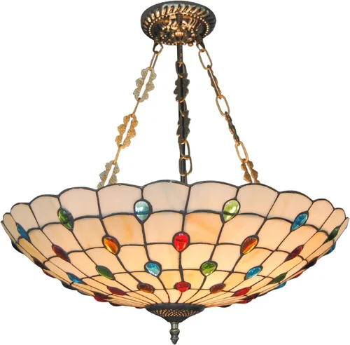 Vista 9 de TFCFL Lámpara colgante Tiffany vintage de estilo victoriano para sala de estar, comedor