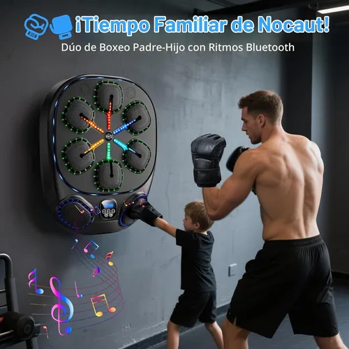 Vista 4 de Music Boxing Machine with LED Lights & Bluetooth Speaker – Interactive Punching Bag for Fitness, Rhythm Training & Stress Relief – Home Gym