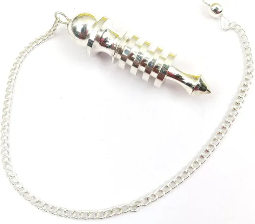 Vista 6 de Jet Isis - Anillo de 4 placas de metal chapado en plata, péndulo de radiestesia, Metal