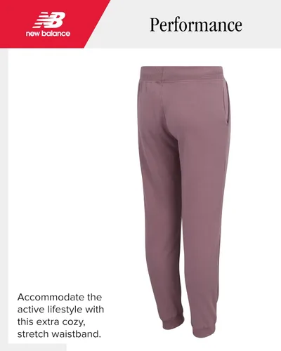 Vista 19 de New Balance Pantalones deportivos para niña, forro polar de mezcla de algodón suave con cordón y bolsillos (tallas 8-16)