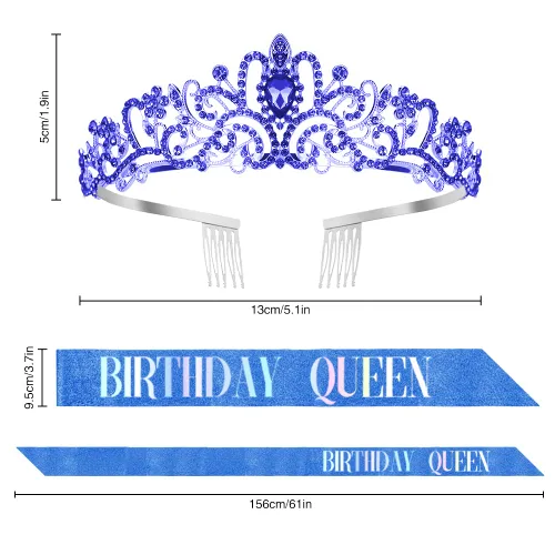 Vista 6 de Birthday Sash, Tiaras for Women, Birthday Sash for Women, Birthday Crown, Crowns for Women, Birthday Crown Adult Woman, Queen Crowns for Women