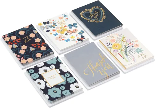Vista 4 de Hallmark Tarjetas de agradecimiento a granel, paquete surtido de 48 (corazones y flores de aluminio)