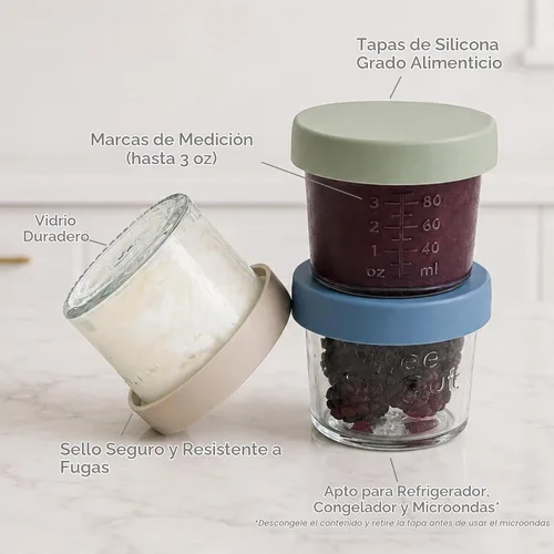 Vista 3 de WeeSprout Tarros de vidrio para almacenamiento de alimentos para bebés con tapas (4 onzas, juego de 12) para bocadillos, puré, recipientes pequeños