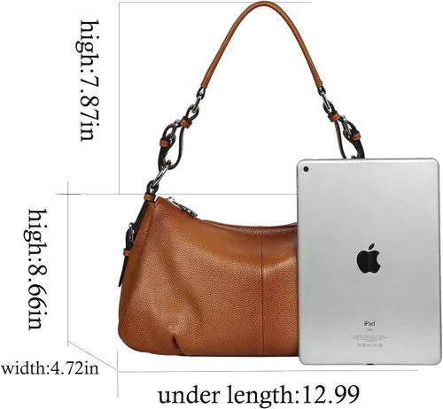Vista 4 de HESHE Hobo Bags Bolso de hombro de cuero genuino para mujer, bolsos cruzados de diseñador, bolsos de mano de moda para mujer