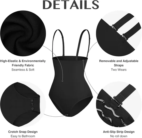 Vista 4 de FeelinGirl Tanga moldeadora para mujer, con control de abdomen, cintura alta, sin costuras, con correas