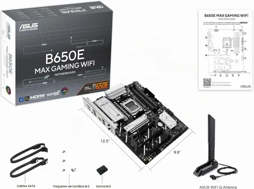 Vista 7 de MICRO CENTER Procesador AMD 7700X con placa base ASUS B650E MAX Gaming WF