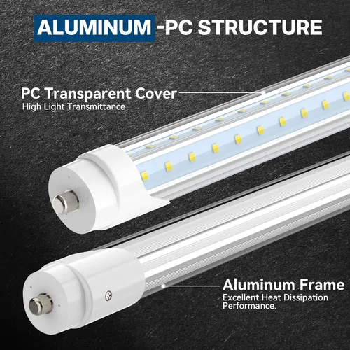 Vista 5 de JESLED Tubo de luz LED T8/T10/T12 de 8 pies, base FA8 de un solo pasador, 50W 6000LM 5000K luz blanca diurna, bombilla fluorescente LED