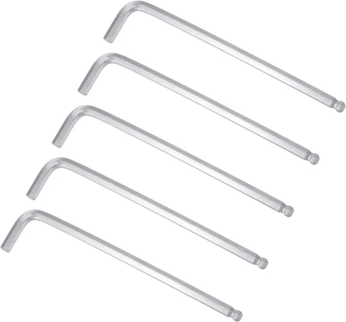 Vista 10 de uxcell Llave hexagonal de extremo de bola de 1/4", herramienta de reparación de brazo largo en forma de L 40Cr, SAE 5 piezas