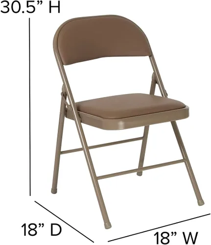 Vista 3 de Flash Furniture Silla plegable de vinilo beige con doble refuerzo de la serie HERCULES