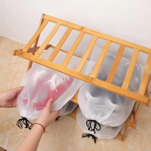 Vista 7 de Vorspack Bolsas transparentes para zapatos de viaje, grandes y transparentes, bolsa de almacenamiento con cuerda para hombres y mujeres, paquete