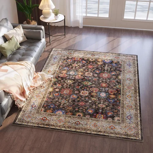 Vista 202 de Rugcomf Alfombra de Entrada de 2'x3' - Patrón Paisley, Tapete para Puerta de Entrada Interior, Floral Vintage, Lavable a Máquina, Alfombra