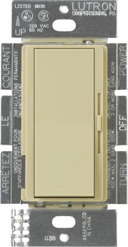 Vista 13 de Lutron DVSCELV-300P-BI Diva - Regulador electrónico de bajo voltaje de 300 vatios de un solo polo, galleta