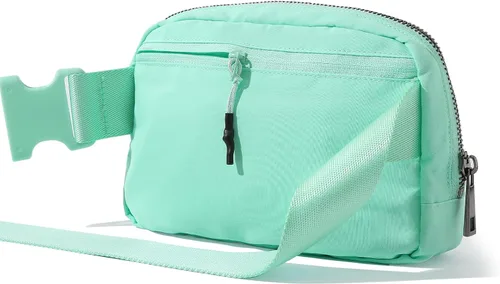 Vista 3 de Riñonera con cartera para tarjetas para mujeres y hombres, cangurera Everywhere con correa ajustable, mini cangureras unisex a la moda, Verde