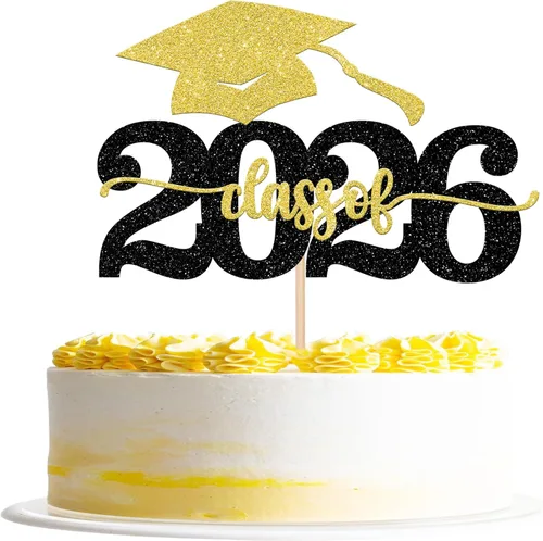 Vista 15 de 1 pieza de decoración para pastel de graduación 2026 con tapa de graduación con purpurina, diploma de tacón alto para niña, selección de pastel