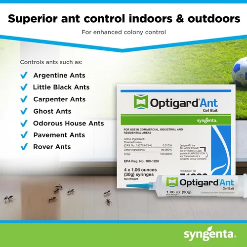 Vista 5 de Optigard Ant Gel Bait, 4 tubos x 1.06 oz, 1 émbolo y 2 puntas, cebo eficaz, formulado con 0.01% de tiametoxam, uso en interiores y exteriores, gel